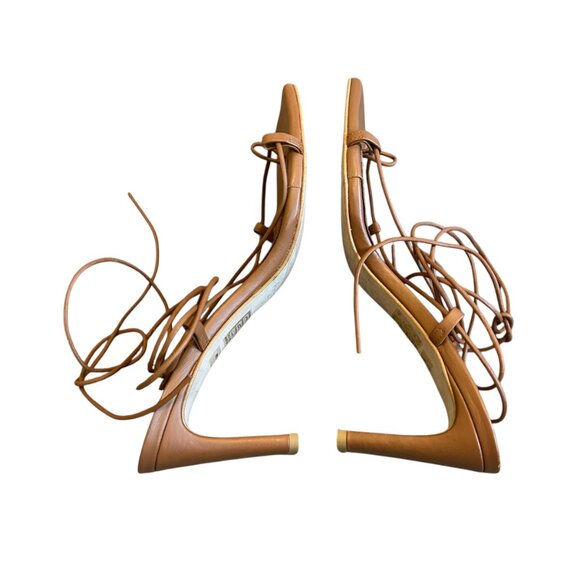 Alohas Bellini Leather Sandals Tan Lace-Up Square Toe Strappy Size 38 7.5 Womens - Picture 9 of 14